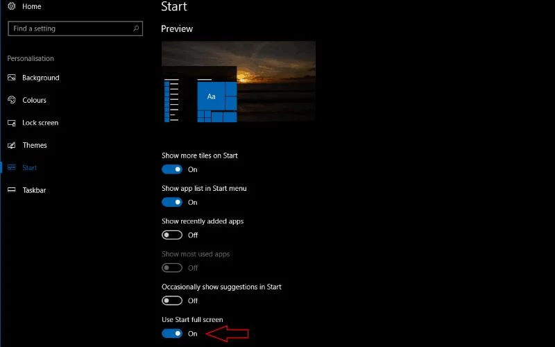 Come abilitare il menu Start a schermo intero in Windows 10