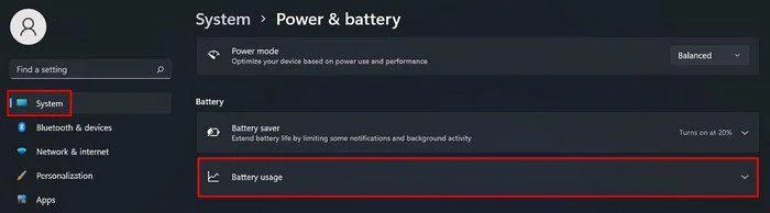 Uso de la batería en Windows 11