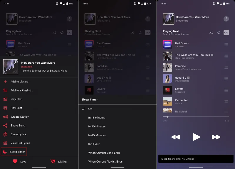Cum să setați un temporizator de repaus în Apple Music pe Android
