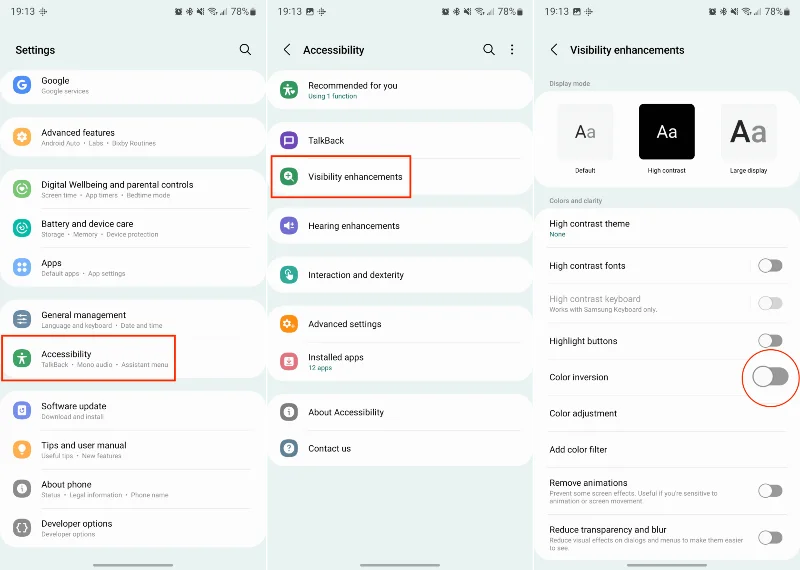 Cum să inversezi culorile pe Android
