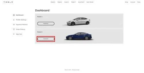 Tesla 계정 대시보드