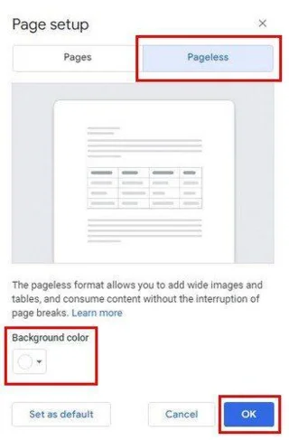 Cum să utilizați formatul fără pagină în Google Docs