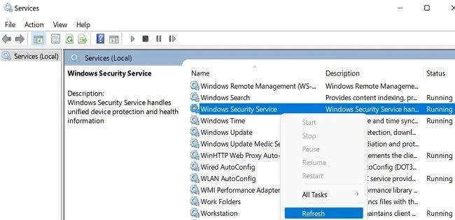 Actualización del servicio de seguridad de Windows