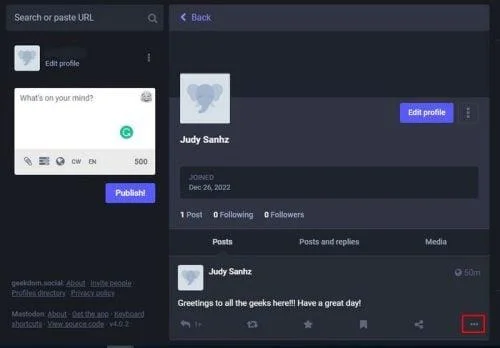 So heften Sie einen Beitrag in Mastodon an