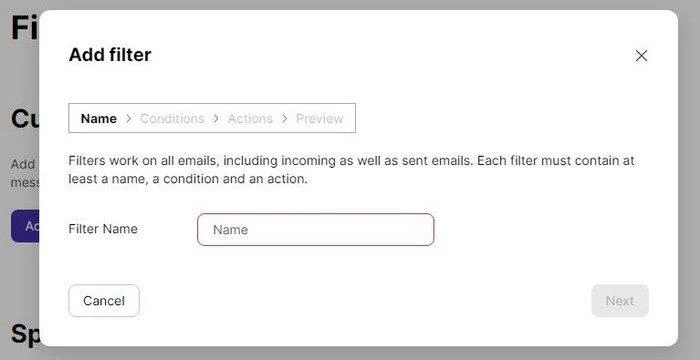 Cum se creează un filtru ProtonMail