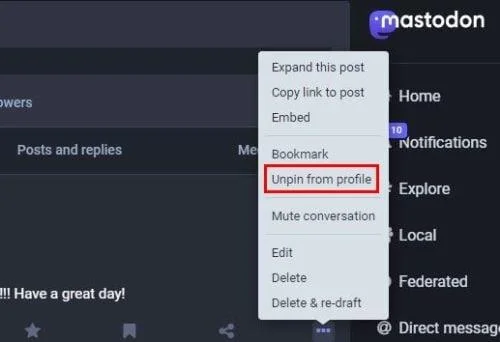 So heften Sie einen Beitrag in Mastodon an