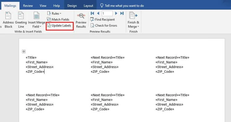 MS Word Mail Merge を使用して Excel からラベルを印刷する方法