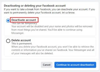Dezactivare Facebook vs. Șterge: pe care să alegi și când?