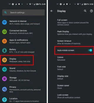 Cum să activați/dezactivați Rotirea ecranului pe Android