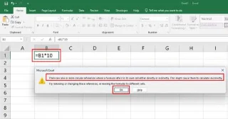 誤ったデータを回避するために Excel で循環参照を見つける方法