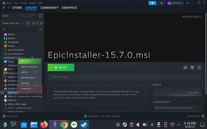 So installieren Sie den Epic Games Store auf Steam Deck