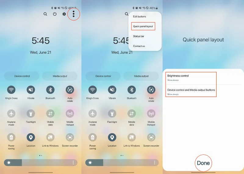 Galaxy S23에서 빠른 설정 패널을 사용자 지정하는 방법
