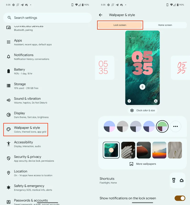 Android 14에서 잠금 화면 바로 가기를 변경하는 방법