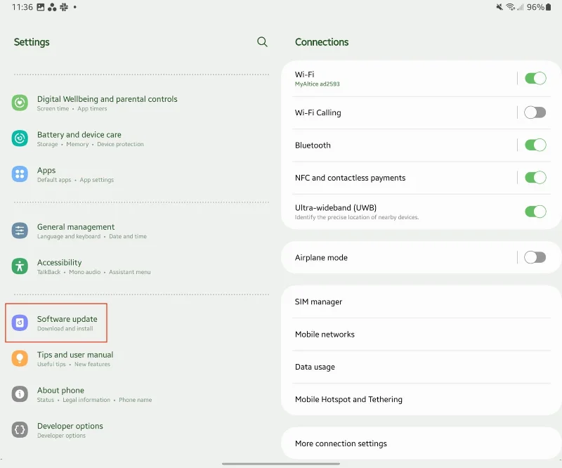 Galaxy Tab S8을 업데이트하는 방법