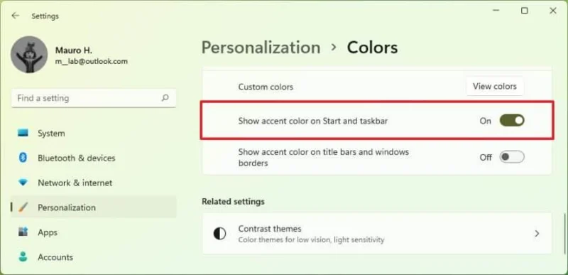 How to change Start menu and Taskbar color on Windows 11