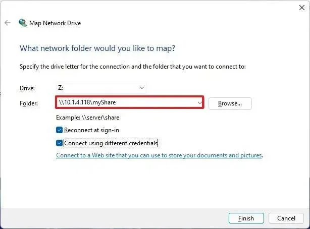 How to access network shared folder on Windows 11
