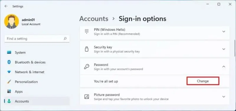 How to remove login password on Windows 11