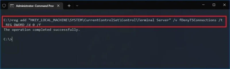 How to enable Remote Desktop using Command Prompt on Windows 10