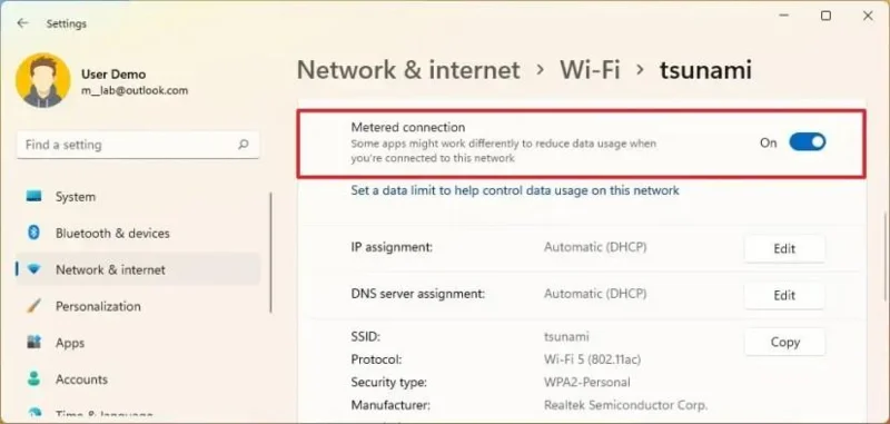 Activar conexión medida en Windows 11