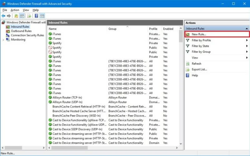 How to open firewall port on Windows 10