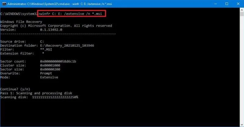 How to recover deleted files using winfr easy mode on Windows 10