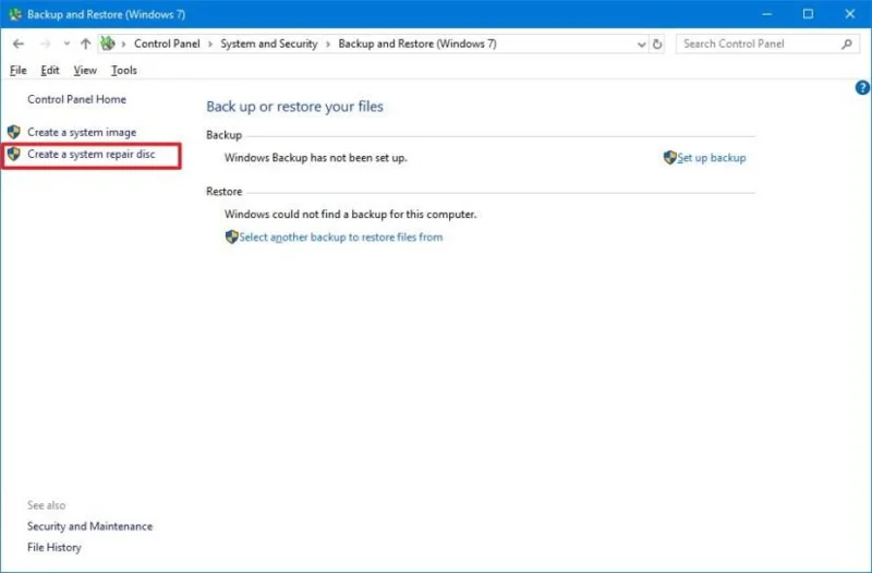 HOW TO CREATE A SYSTEM REPAIR DISC ON WINDOWS 10