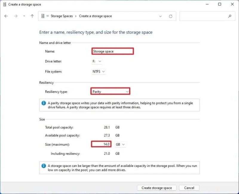 How to create pool on Storage Spaces for Windows 11