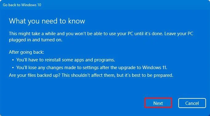 How to revert back to Windows 10 from Windows 11