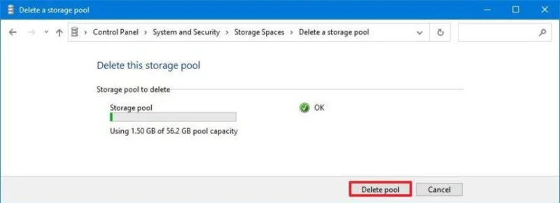 How to delete pool in Storage Spaces on Windows 10