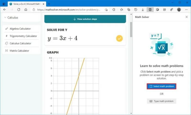 How to use Math Solver on Microsoft Edge