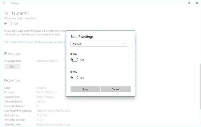 How to set a static IP address on Windows 10