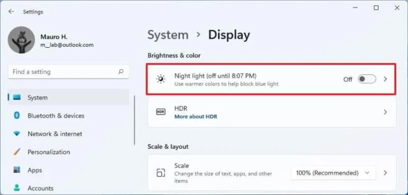 How to enable Night light on Windows 11