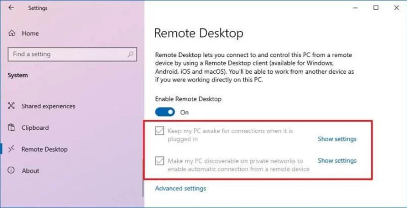 How to enable Remote Desktop on Windows 10
