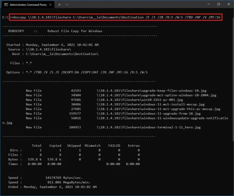 How to use Robocopy to transfer files super-fast over the network on Windows 10