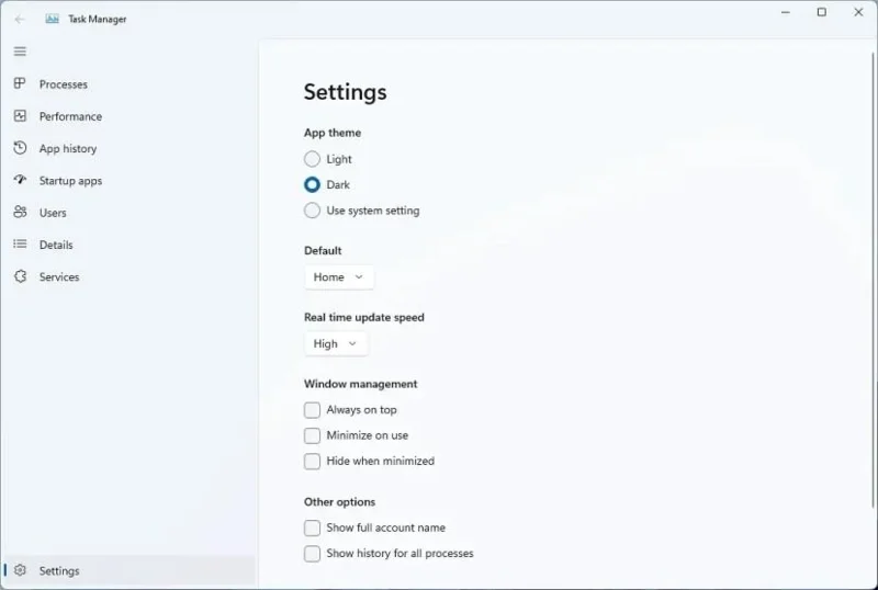 Windows 11 gets new Task Manager with dark mode support