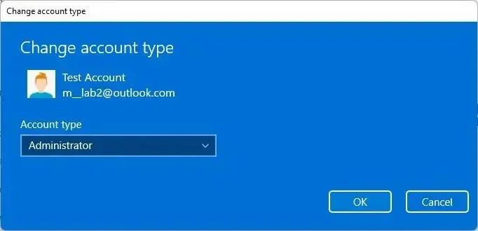How to change account type to administrator on Windows 11