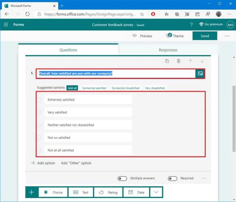 How to create survey with Microsoft Forms