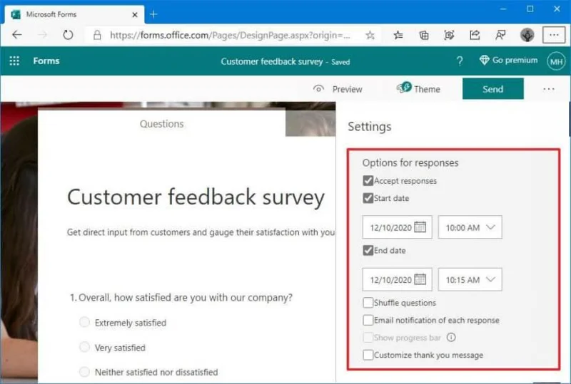 How to create survey with Microsoft Forms