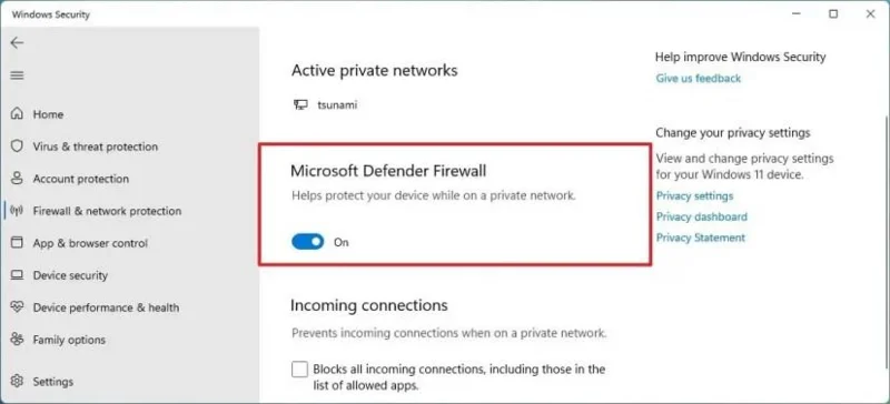 How to disable firewall on Windows 11