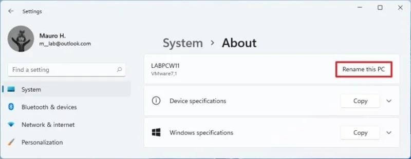 How to change PC name on Windows 11