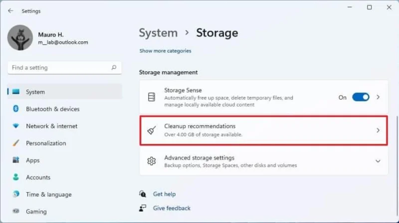 How to use Cleanup Recommendations on Windows 11