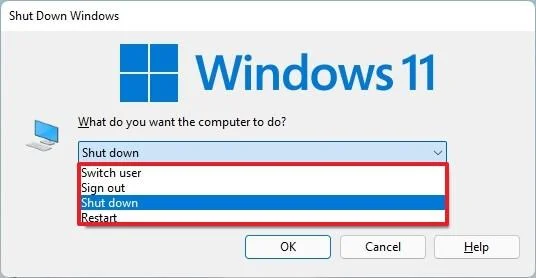 How to shut down Windows 11