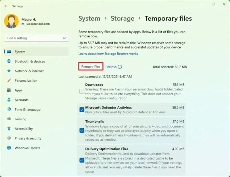 How to delete temporary files on Windows 11