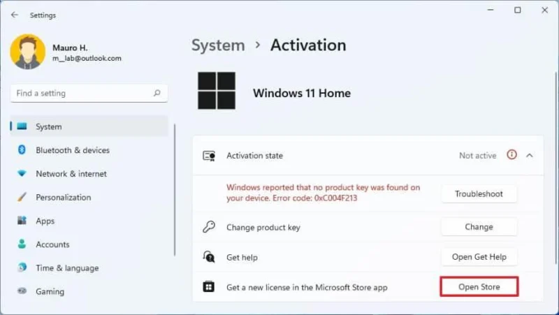 Microsoft Store Windows 11 Pro 구매 화면