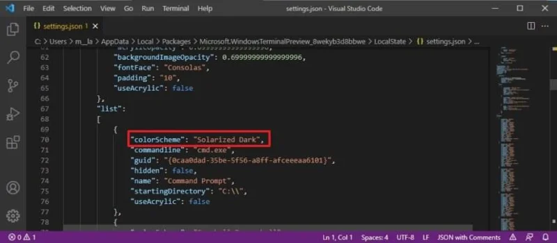 How to change color scheme on Windows Terminal