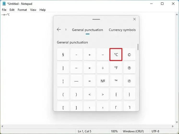 How to insert symbols on Windows 11