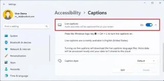 Cách bật Phụ đề trực tiếp trên Windows 11