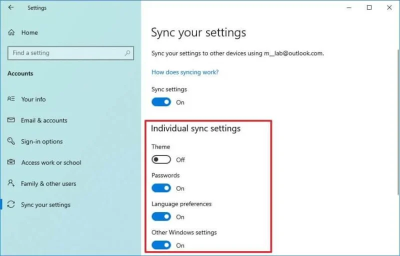 Windows 10 Senkronizasyon Ayarları Değişiklikleri