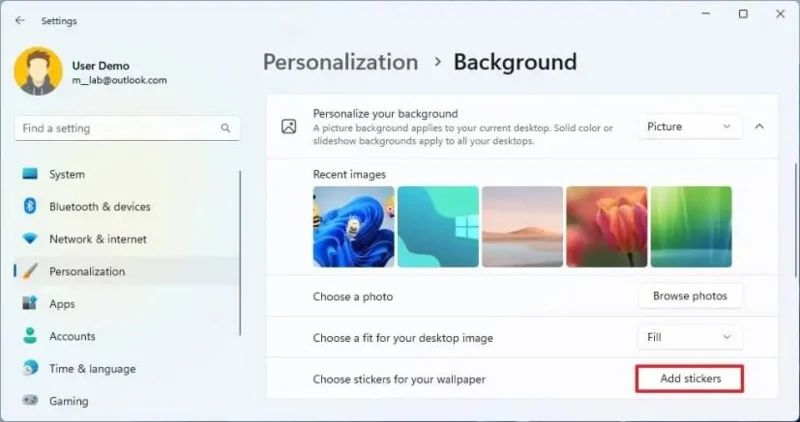 How to add desktop stickers on Windows 11