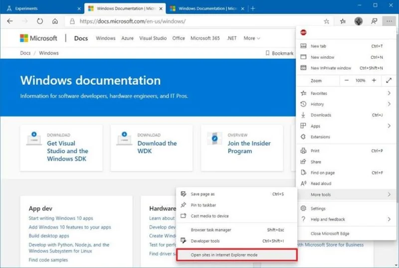 How to enable IE Mode using flags settings on Microsoft Edge